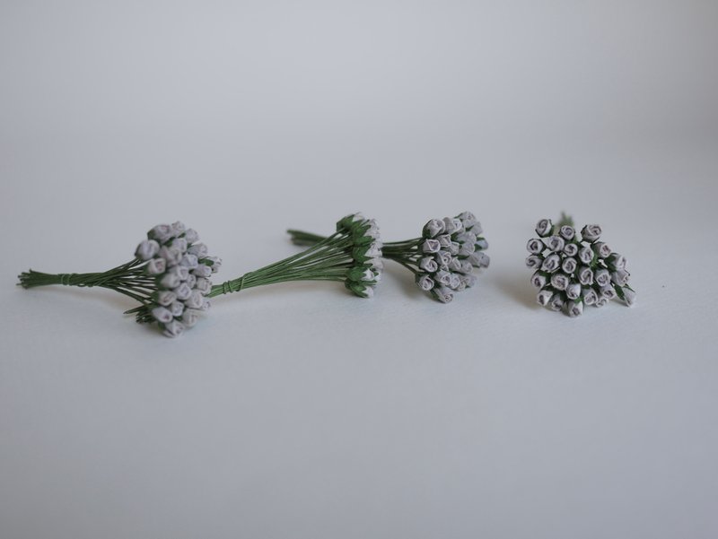 Paper flower, 100 pieces, size 0.5 x 0.8 cm., budding rose supplies, gray color. - 其他 - 紙 灰色