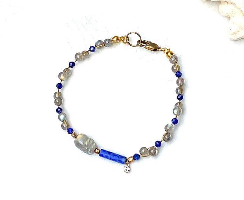 Labradorite Lapis Lazuli Labradorite Bronze Bracelet Customized Gift Lucky and Prosperous Marriage - Bracelets - Crystal Multicolor