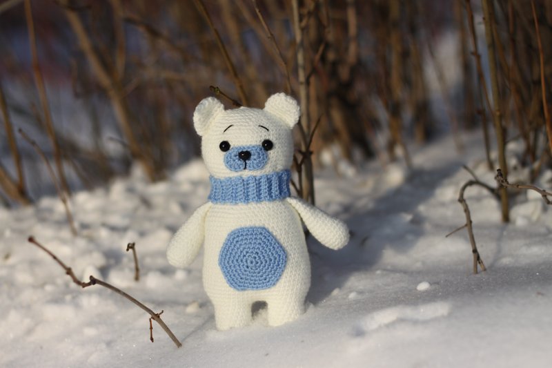 Polar bear crochet toy, White polar bear, Cute white bear, Crochet bear Stuffed - 寶寶/兒童玩具/玩偶 - 羊毛 