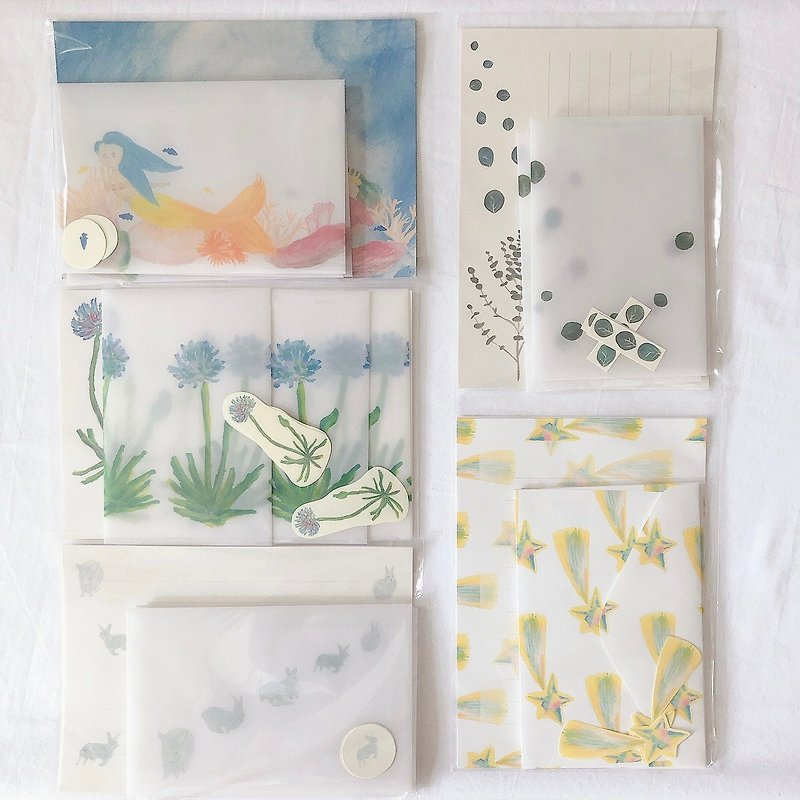 Letters and spring, summer, autumn and winter something transparent set - Envelopes & Letter Paper - Paper Multicolor