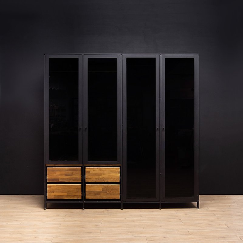 Creesor-Shido 60 Industrial Style Wardrobe - Wardrobes & Shoe Cabinets - Other Metals Black