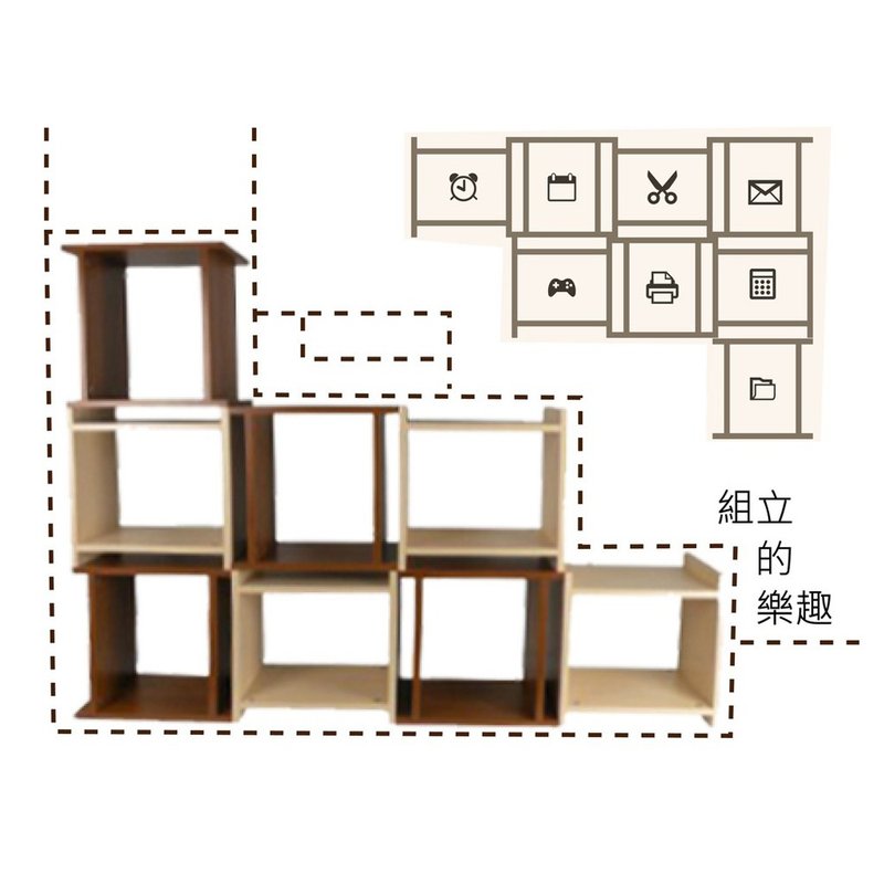 LEGO-style multifunctional storage shelf, stackable small bookcase - ชั้นวางหนังสือ - วัสดุอื่นๆ ขาว