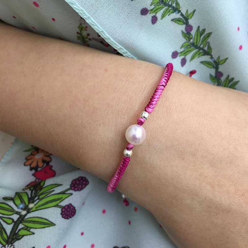 Pink Akoya Pearl Braid String Bracelet | Pearl String Bracelet | Akoya Pearl - Bracelets - Other Materials 