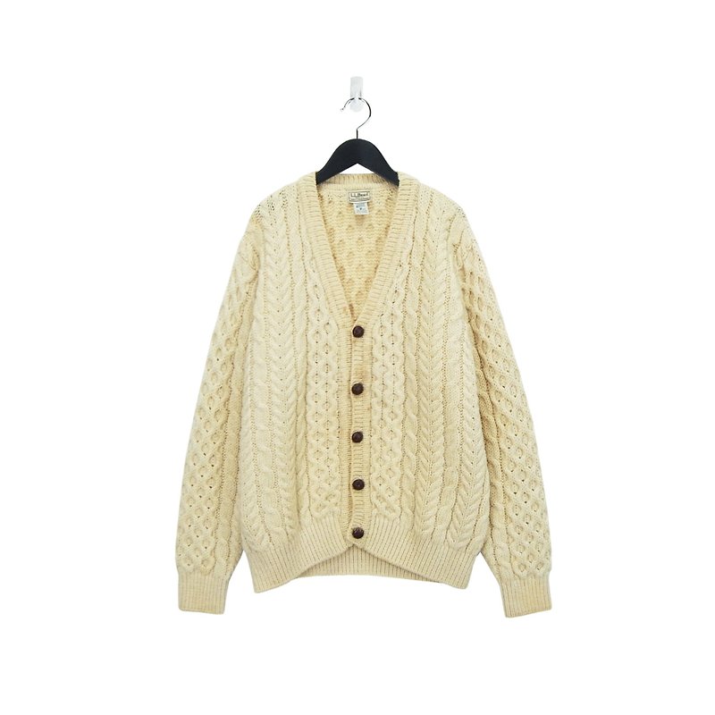 A‧PRANK :DOLLY :: 復古著VINTAGE羊毛品牌L.LBean開襟V領排釦漁夫毛衣外套(J712156) - 女大衣/外套 - 棉．麻 白色