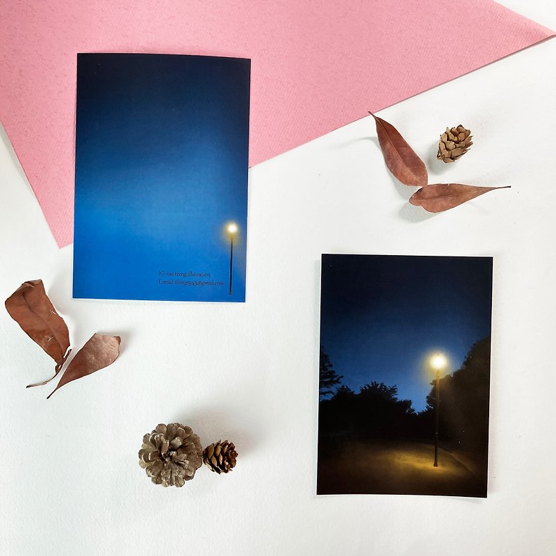 Illustration Card - Street Light Series 5 - Cards & Postcards - Paper Blue
