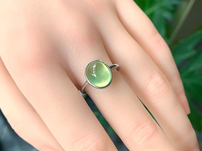 Chunyang | Prehnite/925 Sterling Stone| Natural Gemstone Ring - แหวนทั่วไป - หยก สีเขียว