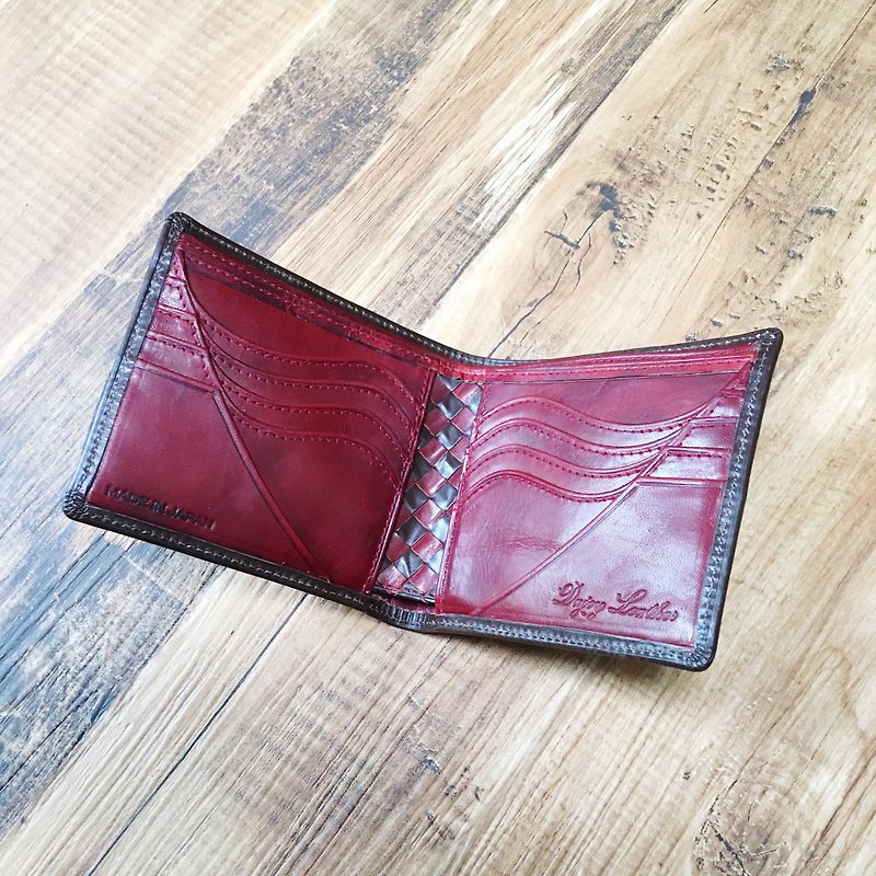 Basic art wallet British bridle leather x Japanese calf  Cardtype - กระเป๋าสตางค์ - หนังแท้ สีนำ้ตาล