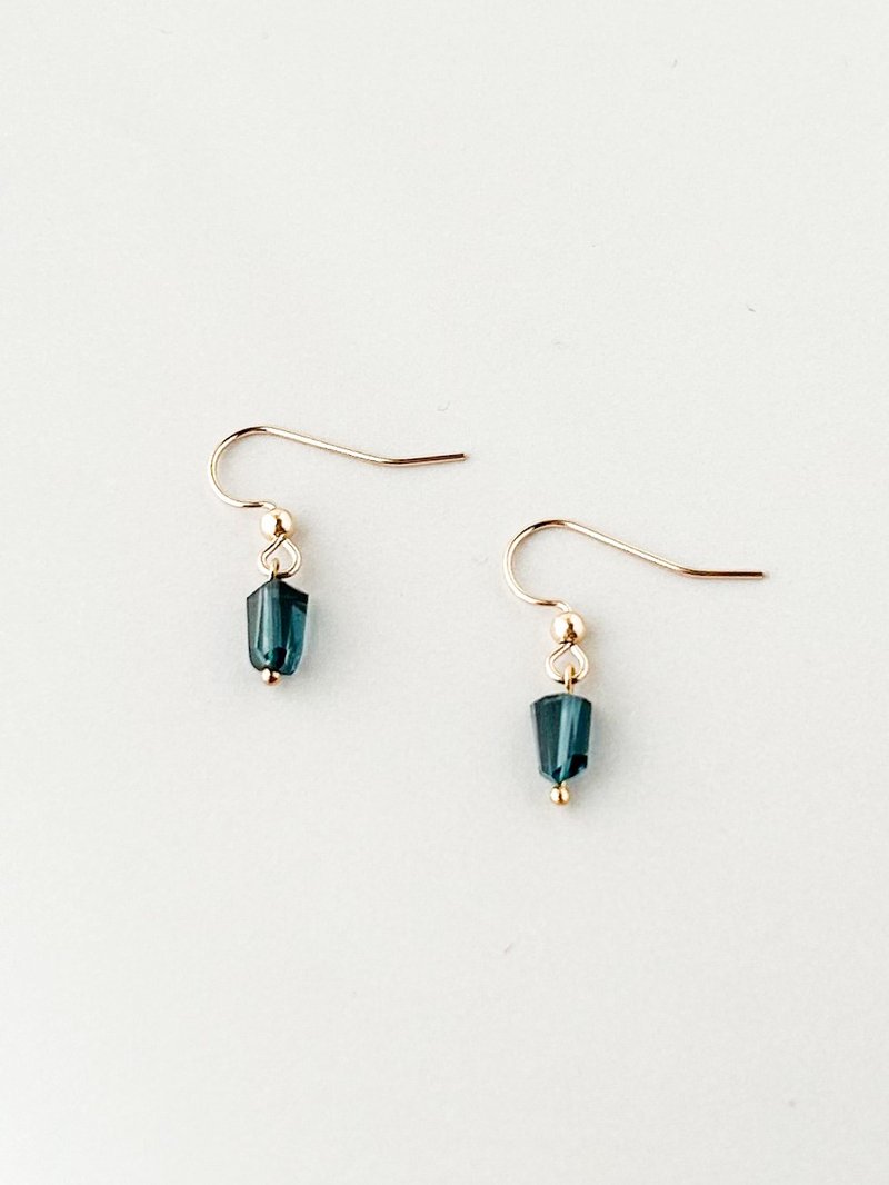 [14kgf] London Blue Topaz Single Stone Earrings, Luxurious, Deep Blue, Rare - ต่างหู - เครื่องประดับพลอย สีน้ำเงิน