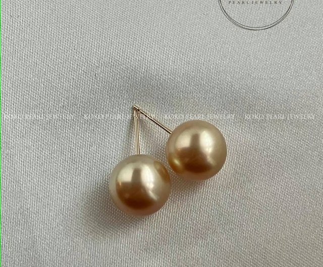 パールピアス イヤリング 南洋金珠 珍珠耳釘耳夾 18K金耳針 耳夾 10-11mm ショップ KOKO PEARL JEWELRY ピアス・イヤリング  Pinkoi