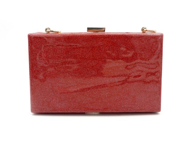 Cupid Series] Black clutch bag with red heart-shaped crystal