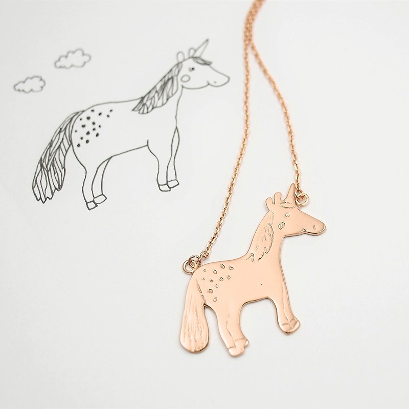 Upload your little baby children&#39;s drawing to order unique jewelry / 925 sterling silver Rose Gold plated necklace