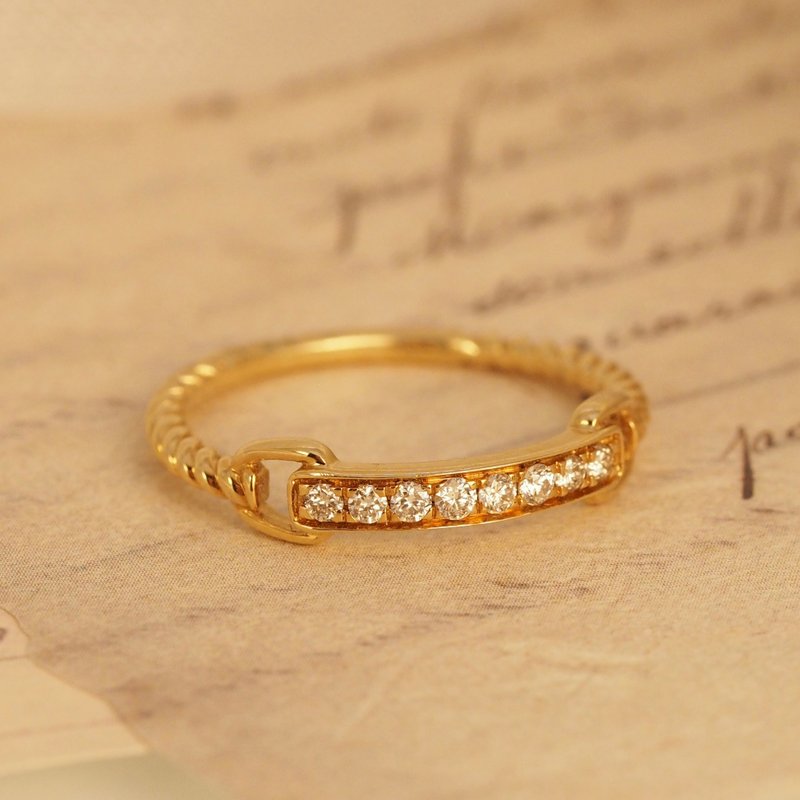 18K金鑽石條戒指18K Gold Diamond Bar Ring - 戒指 - 貴金屬 