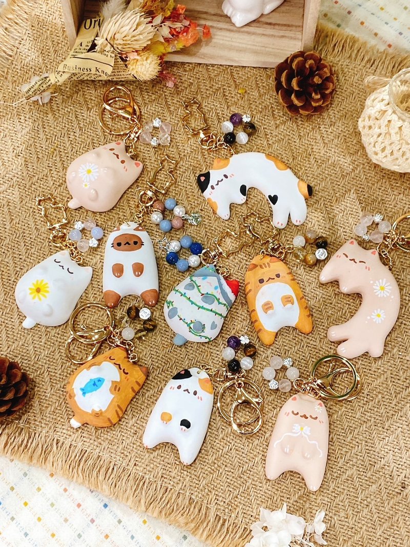 泥喵 水晶擴香吊飾。交換禮物 聖誕禮物 香氛 無火香薰 包掛 - 香氛/精油/擴香 - 水泥 白色