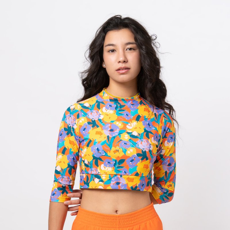 FIORI NECTARINE CROPPED 3/4 SLEEVED TOP - 女泳衣/比基尼 - 其他材質 