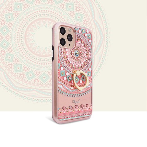 apbs 雅品仕 水晶彩鑽手機殼 iPhone 11 全系列水晶彩鑽全包鏡面指環扣雙料手機殼-滿版圖騰