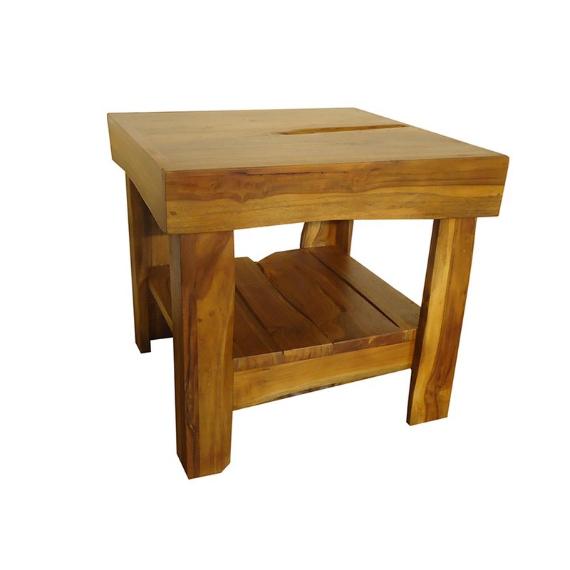 [Jidi City 100% log furniture] LT-089S1 log style side table, bench and storage table - Chairs & Sofas - Wood Brown