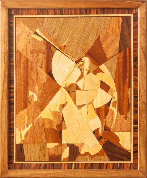 Woodins Angel cubism wood mosaic wall art panel inlay intarsia framed eco picture