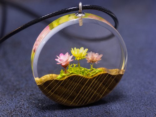 Green Wood 木質樹脂吊墜 Waltz of the Flowers 環氧樹脂飾品可愛的禮物送給
