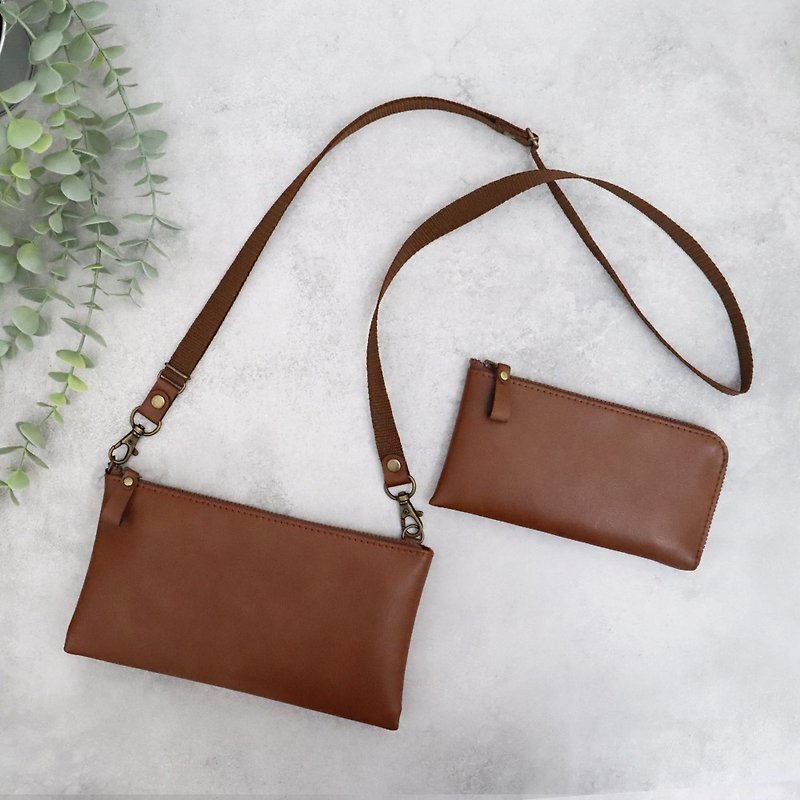 Great value set of long wallet in 7 colors and brown Brown Perfect for minimalists Ultra-lightweight, water- and scratch-resistant premium vegan leather Made to order - กระเป๋าสตางค์ - วัสดุอื่นๆ สีนำ้ตาล