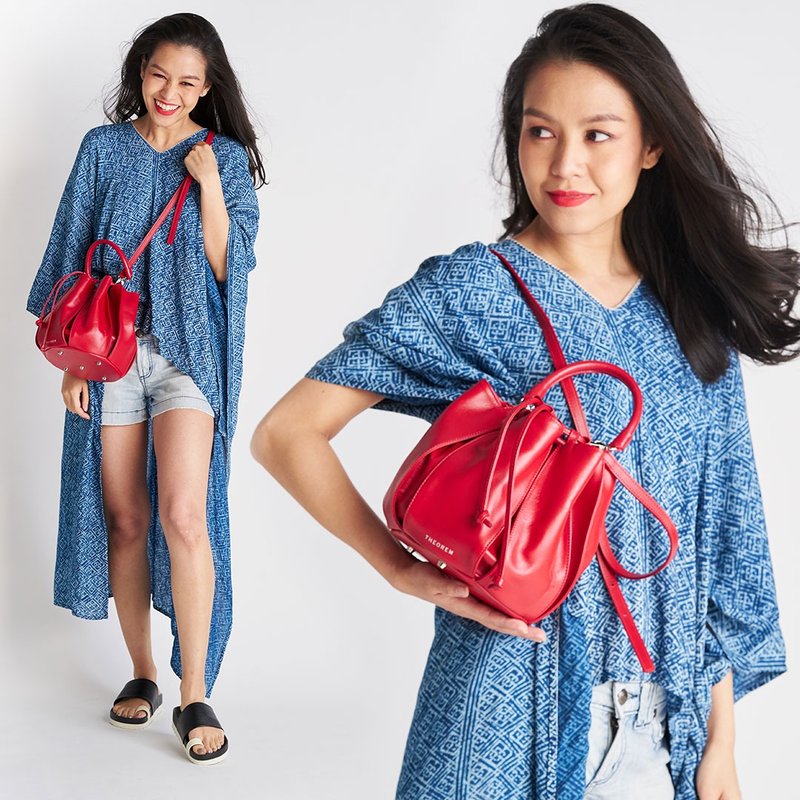 Volume Bag Cross body Red leather handbag - 手提包/手提袋 - 真皮 紅色