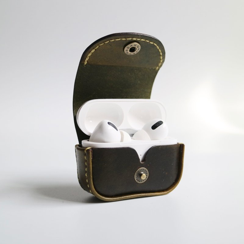 AirPods pro 2 皮革保護套 保護殼 收納皮套 ----抹茶 - AirPods/耳機保護套 - 真皮 綠色