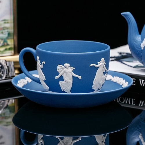 擎上閣裝飾藝術 英國製wedgwood Jasper稀有跳舞女神陶瓷咖啡杯盤下午茶杯組