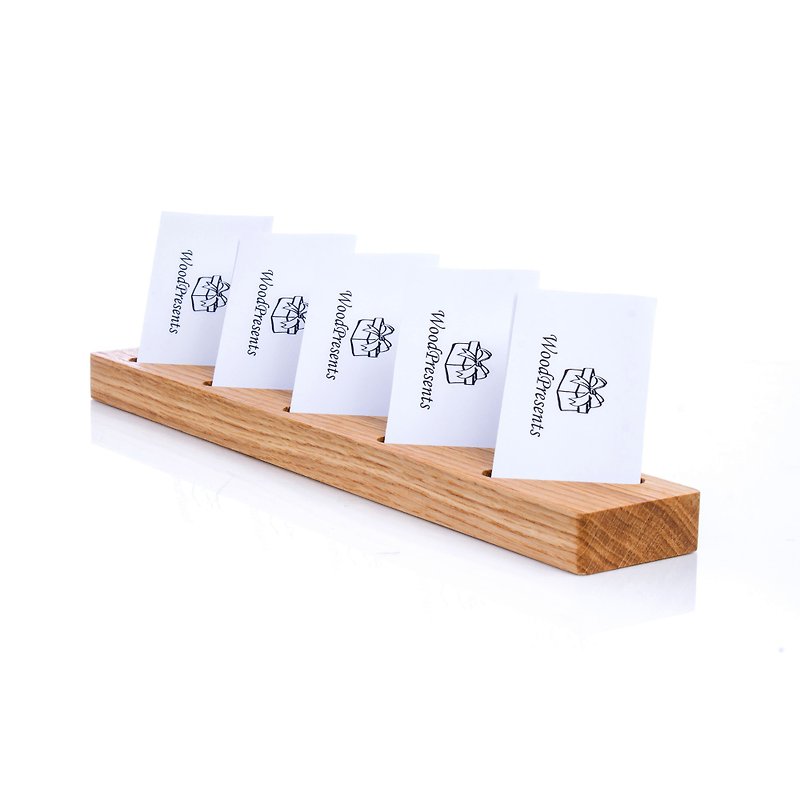 Vertical business card holder for desk Organizer wood Card display stand - Card Stands - Wood 