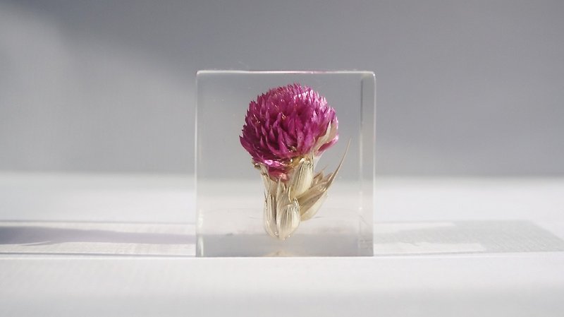 紫色のアザミの花 - ドライフラワー装飾3次元正方 - ドライフラワー - ネックレス - 寄せ植え・花 パープル