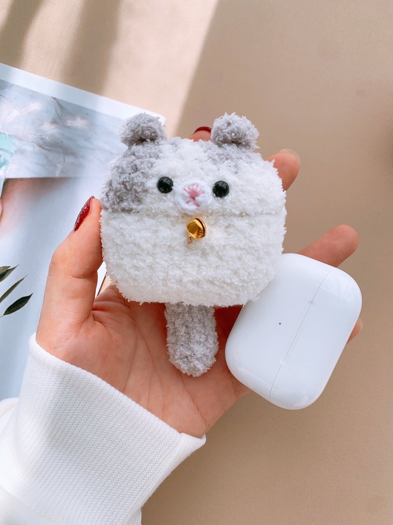 可愛貓咪女生生日禮物手工原創貓咪耳機套鉤織耳機套AirPod - 手機殼/手機套 - 棉．麻 