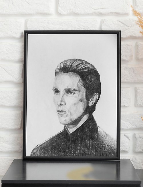 MentaLidArt Christian Bale Portrait - Wall Art, Home Decor, Hanging Paintigs