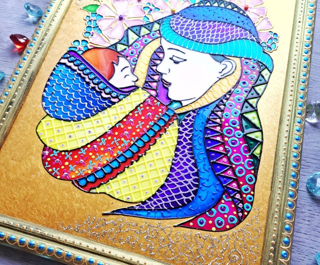 希少 ビンテージ ピカソ 母と子 マリー＝テレーズとマイア ステンドグラス パブロ ピカソ「マリー テレーズの肖像」額縁4色選択可能 作品