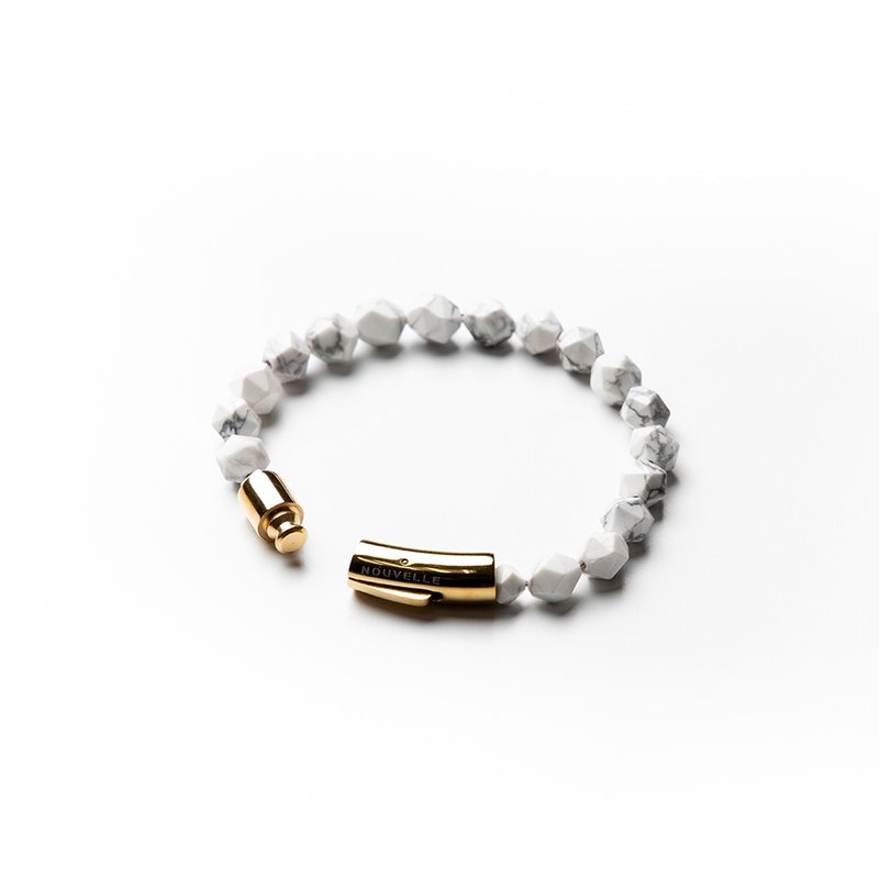 【NOUVELLE】SnapEase | Cutaway white turquoise bracelet - Bracelets - Crystal 