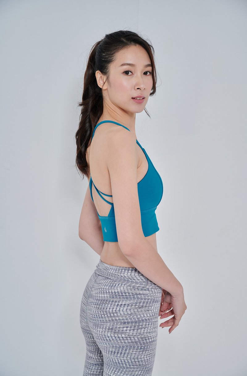 【Yoga Flow】Alma Bra-Aquamarine Blue - Women's Yoga Apparel - Polyester 