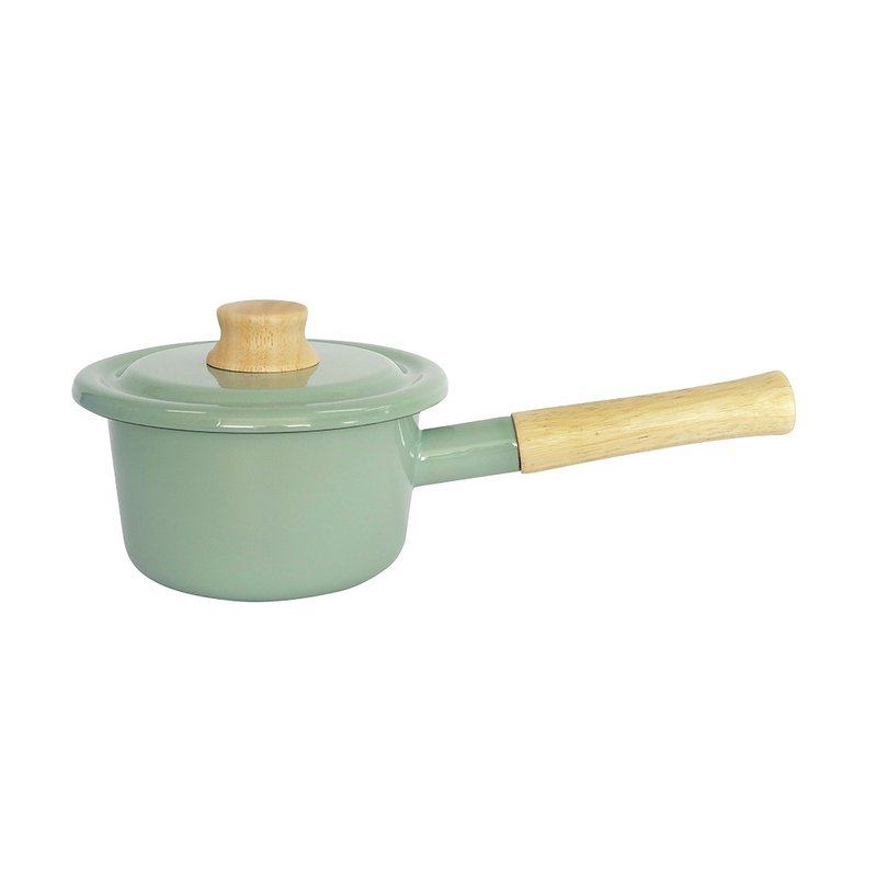 Cotton 系列 琺瑯鋼單柄連蓋湯鍋 14cm 淺綠色 - 廚具 - 琺瑯 