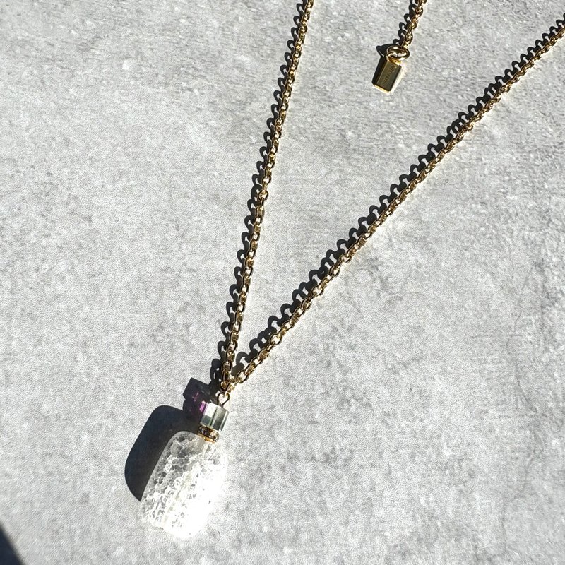 Crystal Crack Necklace Perfume Bottle Swarovski Unique Simple Elegant Daily 18K - 項鍊 - 水晶 白色