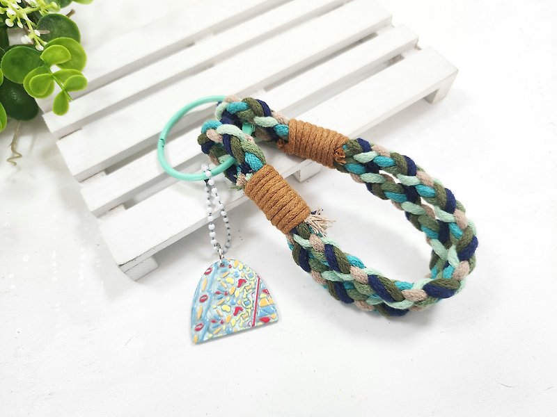FSH woven design. colourful world. Wrist rope. Keychain series - Keychains - Cotton & Hemp Multicolor