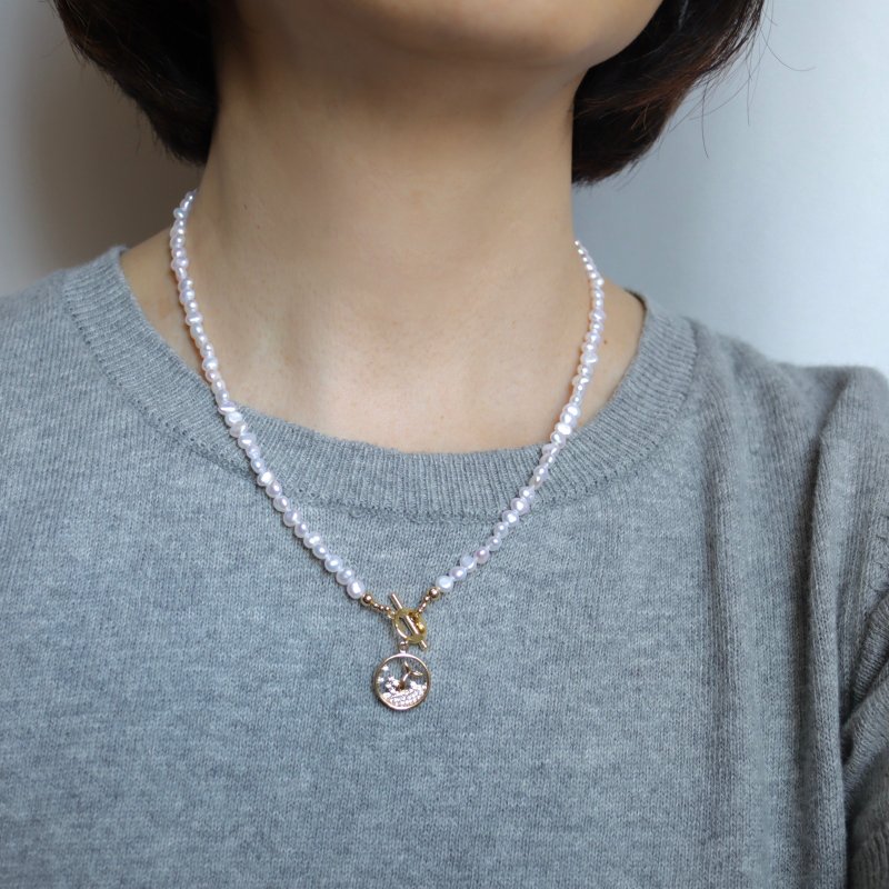 Pearl & Whale Pearl Necklace Natural Freshwater Pearls Baroque Pearls - สร้อยคอ - ไข่มุก 