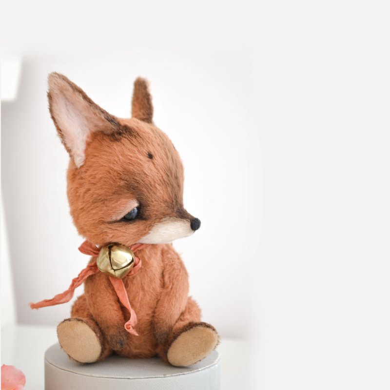Artist teddy fox Christmas toy artist teddy bear toy vintage red fox toy ooak - 玩偶/公仔 - 其他材質 橘色