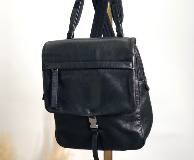 [希少]　PRADA ヴィンテージ　レザーリュック 良品 PRADA オールドプラダ ヴィンテージ レザー ナイロン