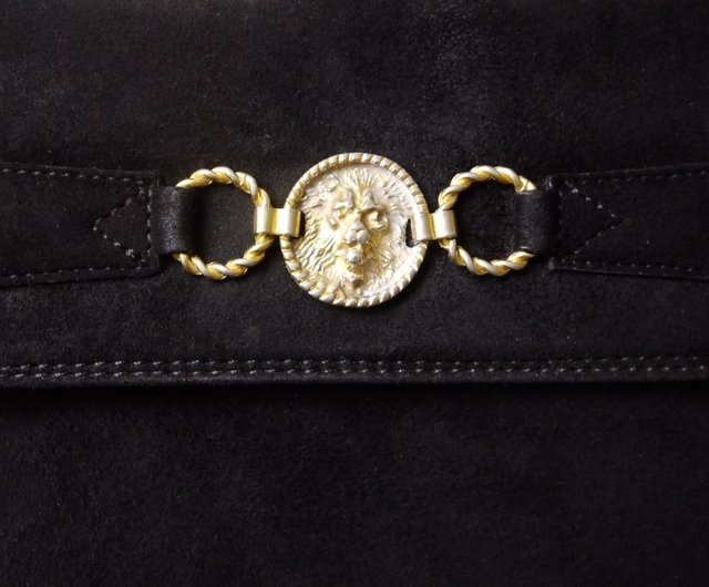 gold lion leather bag