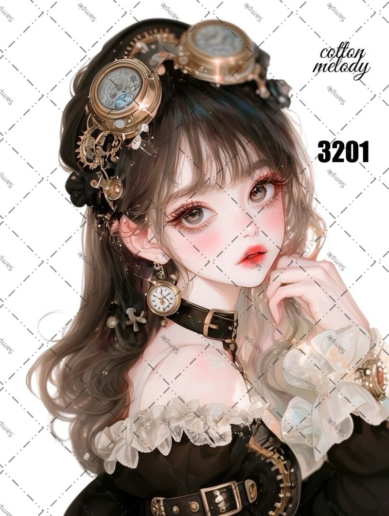 original sticker no.3201 人物ステッカー オリジナルステッカー オリジナル人物ステッカー 装飾ステッカー cotton melody - 貼紙 - 紙 