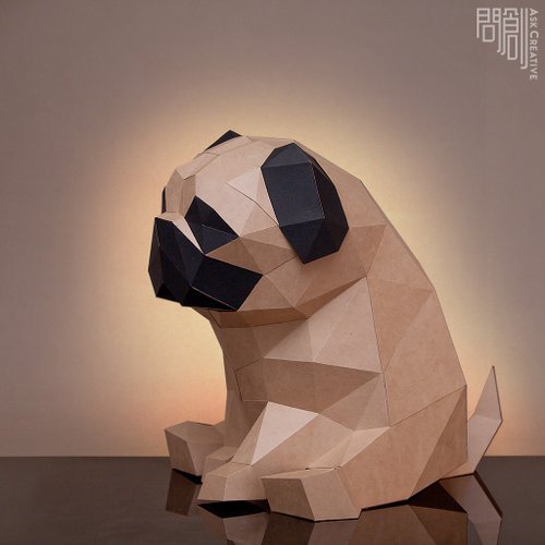 問創 Ask Creative 問創設計 DIY手作3D紙模型 狗狗系列 - 憂鬱系巴哥犬 (4色可選)