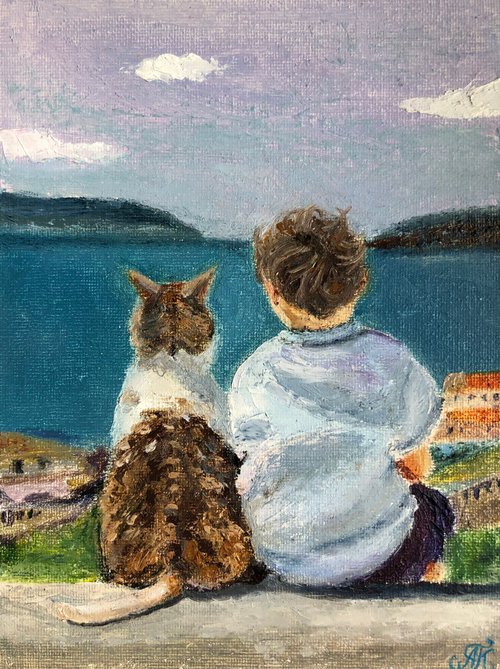 キャンバス油絵 専用 サビ猫ジジちゃんのわくわく散歩♪♪ キャンバス