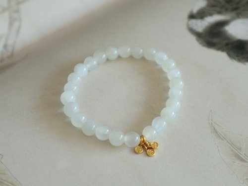 Angel's tears 天使之淚 Jewelry Design 8mm天然和田玉/和闐玉-羊脂玉 古法銀平安喜樂設計單圈手串手持s