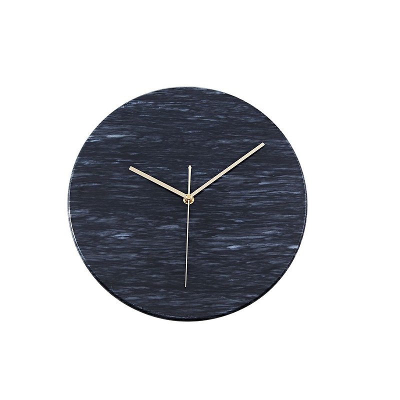 Natural marble clock [fashion black] European and American style home appliance fashion art taste decorative wall clock - Clocks - Stone Black