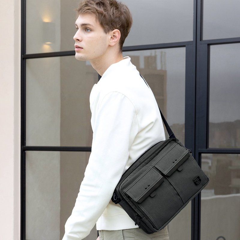M anti-theft functional crossbody bag lightweight crossbody bag black gray - Messenger Bags & Sling Bags - Polyester Black
