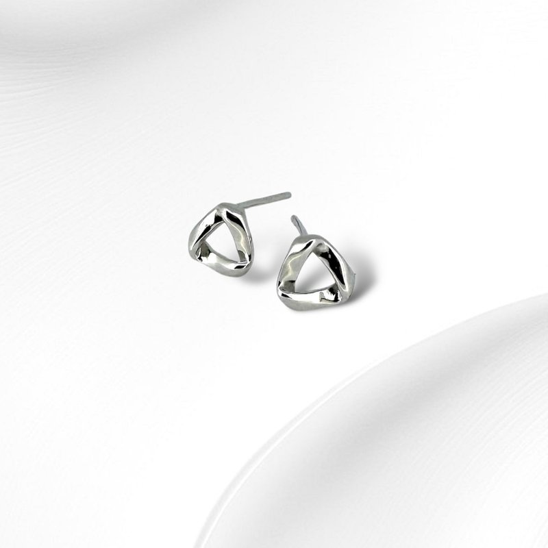 925 Sterling Silver | Twisted Triangle_Earrings - ต่างหู - เครื่องประดับ 