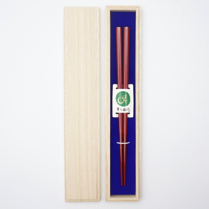 Hyozaemon Wakasa Lacquer Chopsticks, Urushi, Red, Medium, 21.5cm, Paulownia Box - Chopsticks - Wood 