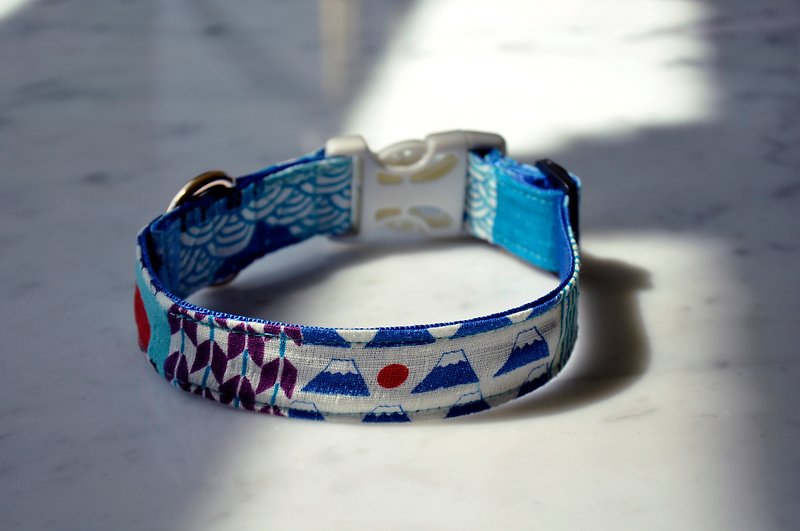 Dog Collar Safety Light-fujishan-stylish dog collar - ปลอกคอ - ผ้าฝ้าย/ผ้าลินิน สีน้ำเงิน