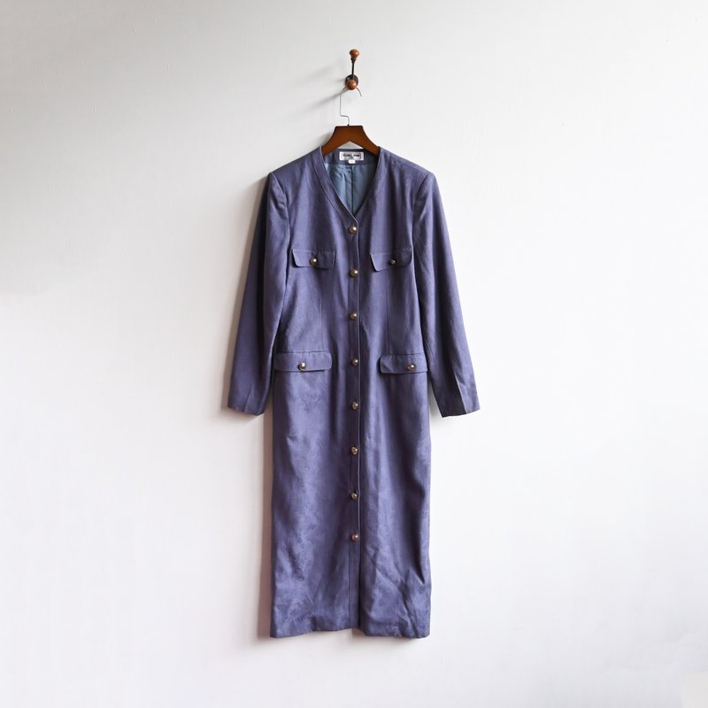 【蛋植物古著】日本製夜影緹花毛料古著洋裝 - 洋裝/連身裙 - 羊毛 